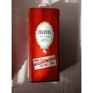 Mavis Talcum Vivaudou 10 oz Empty Red Tin Made in USA